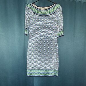 Max Studio Blue and Green Patterned Shift Dress